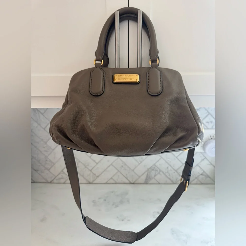 Marc Jacobs Brown Pebbled Leather Satchel with adjustable Shoulder Strap